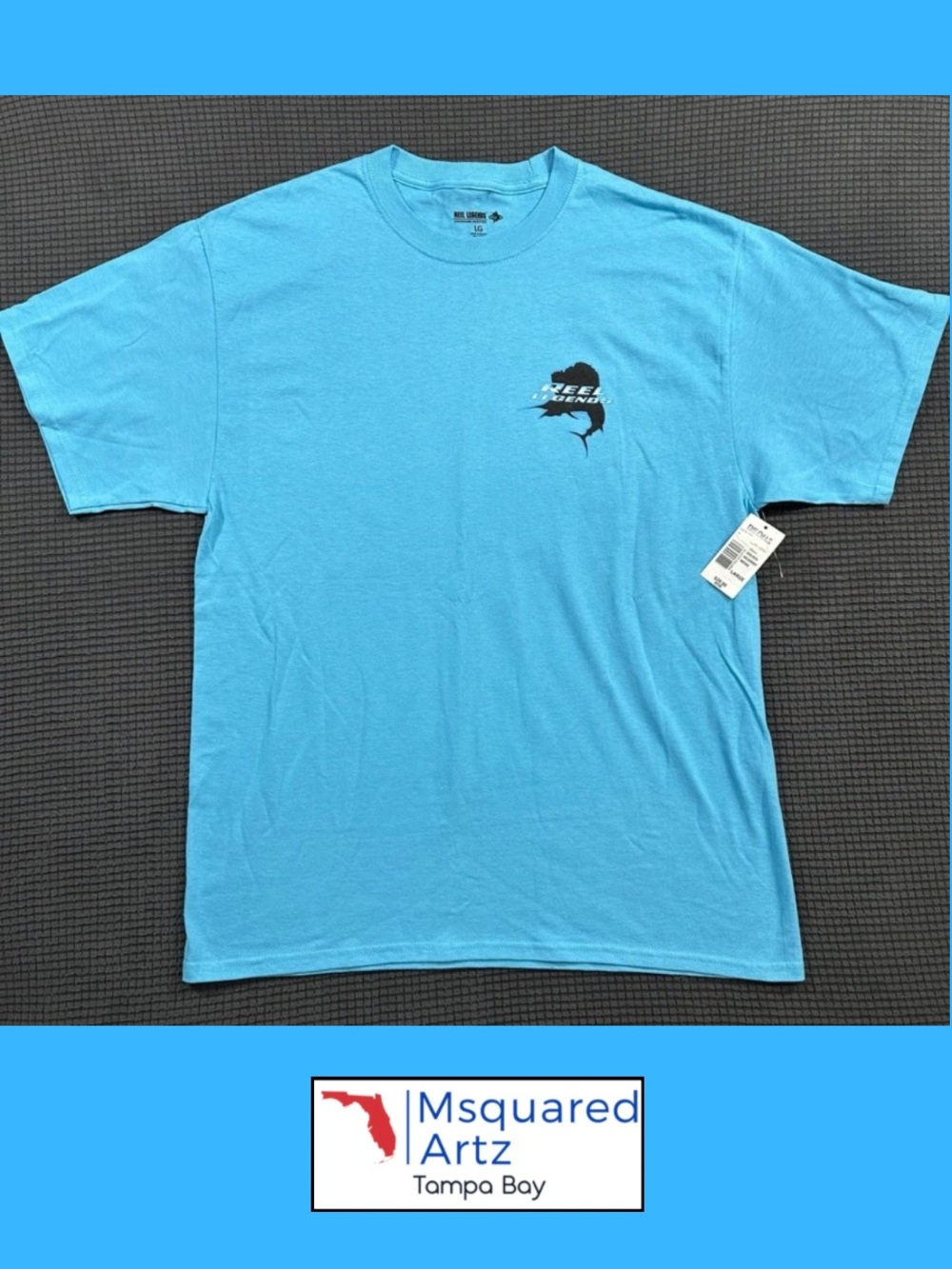Reel Legends Performance Outfitters Mens Large Blue Fishing Graphic T Shirt NWT